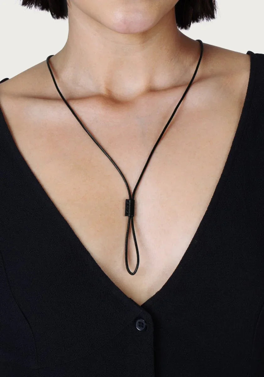 Cheval Leather Necklace, Silver - Anabel Aram