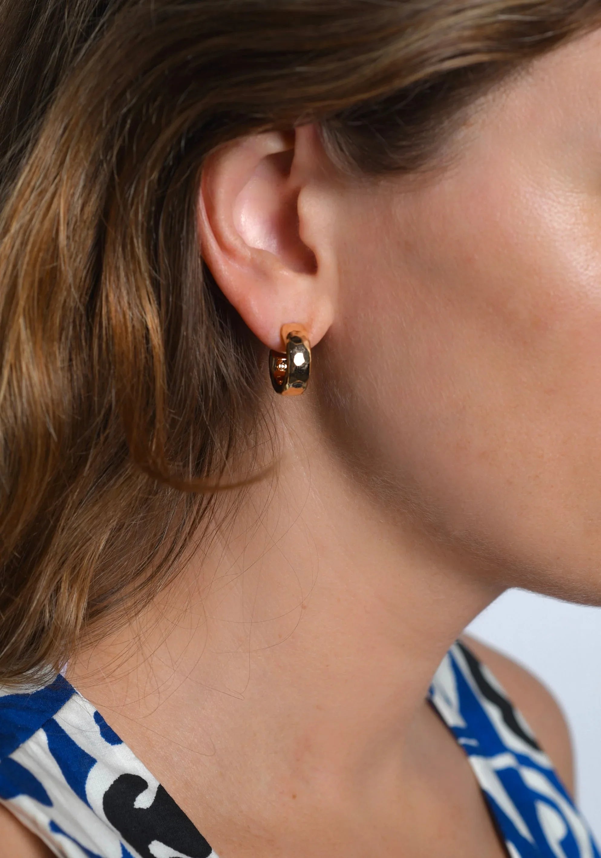Farrier Huggie Hoop Earrings, Silver &amp; Gold