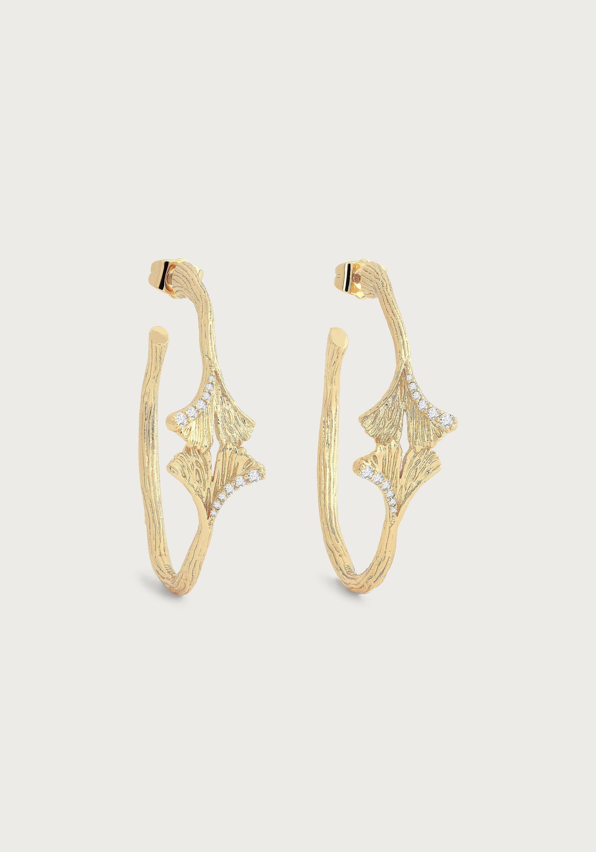 Ginkgo Hoop Earrings - Anabel Aram