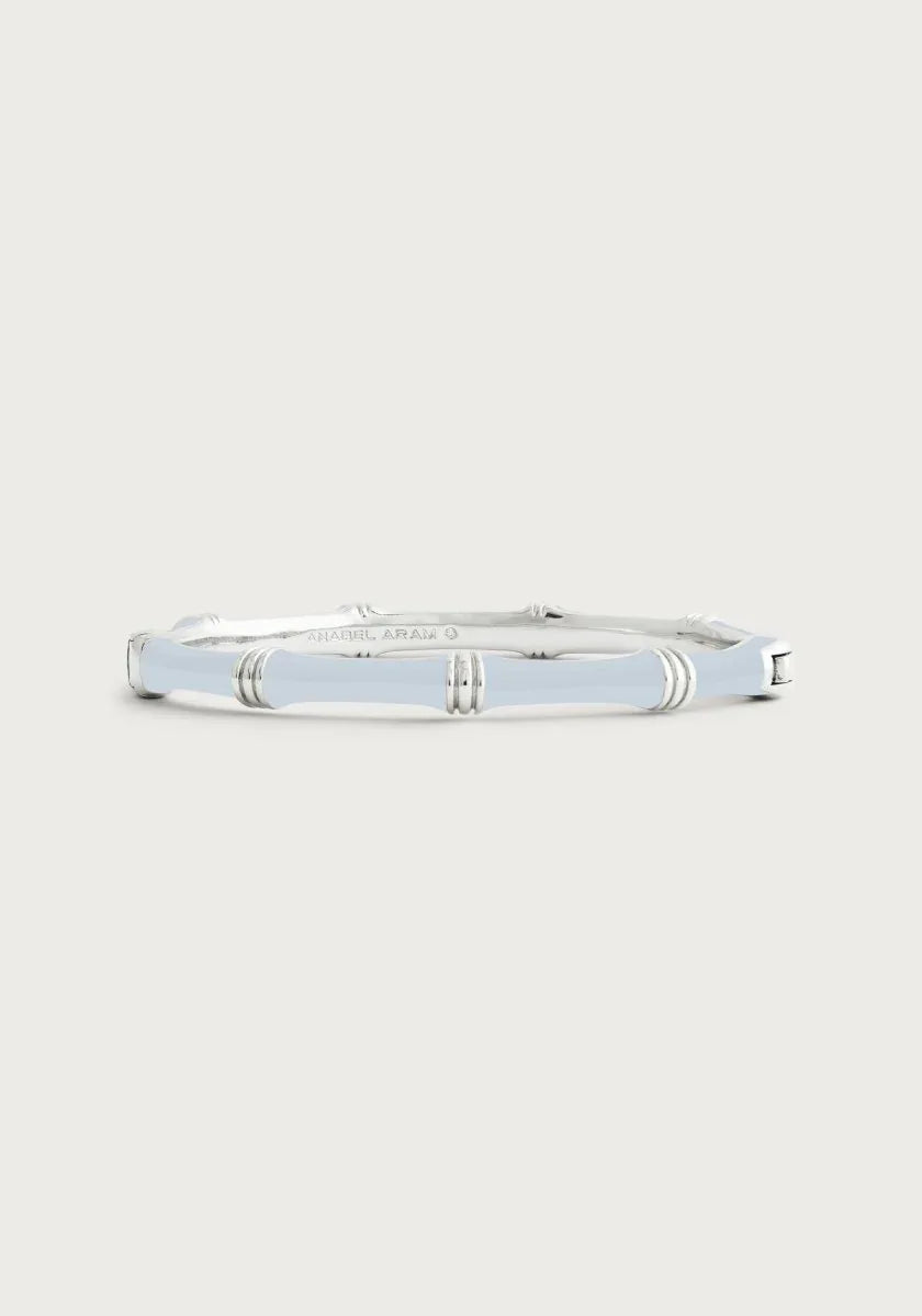 Bamboo Enameled Hinged Bangle, Silver - Anabel Aram