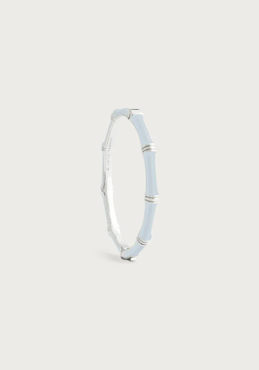 Bamboo Enameled Hinged Bangle, Silver - Anabel Aram