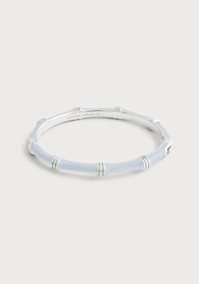Bamboo Enameled Hinged Bangle, Silver - Anabel Aram