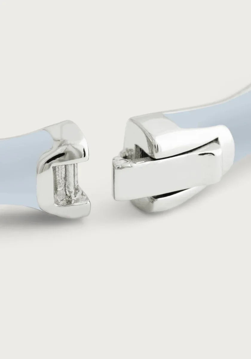 Bamboo Enameled Hinged Bangle, Silver - Anabel Aram