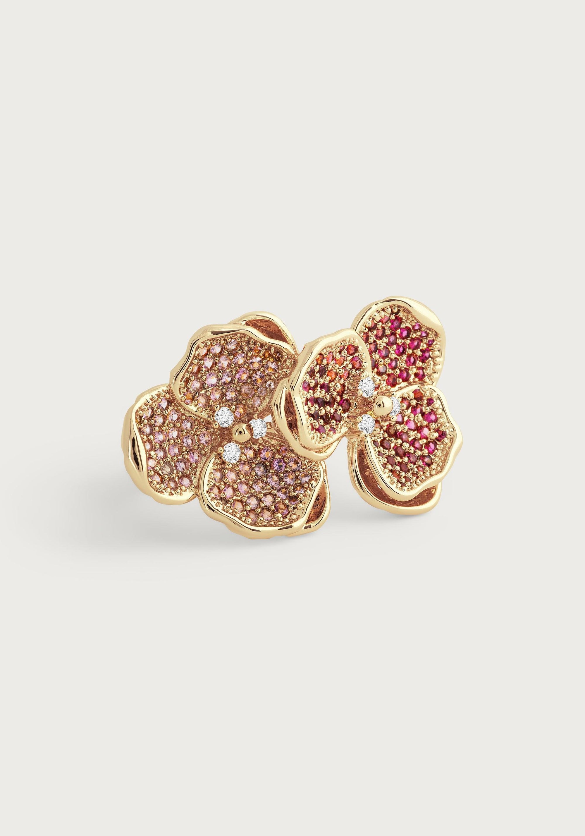 Double Orchid Pave Ring - Anabel Aram