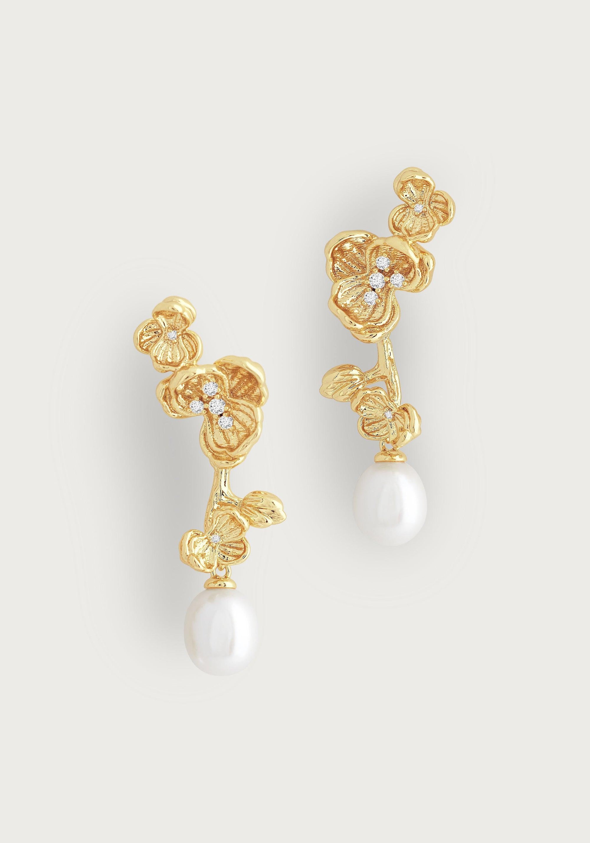 Orchid With Pearl Drop Earrings - Anabel Aram