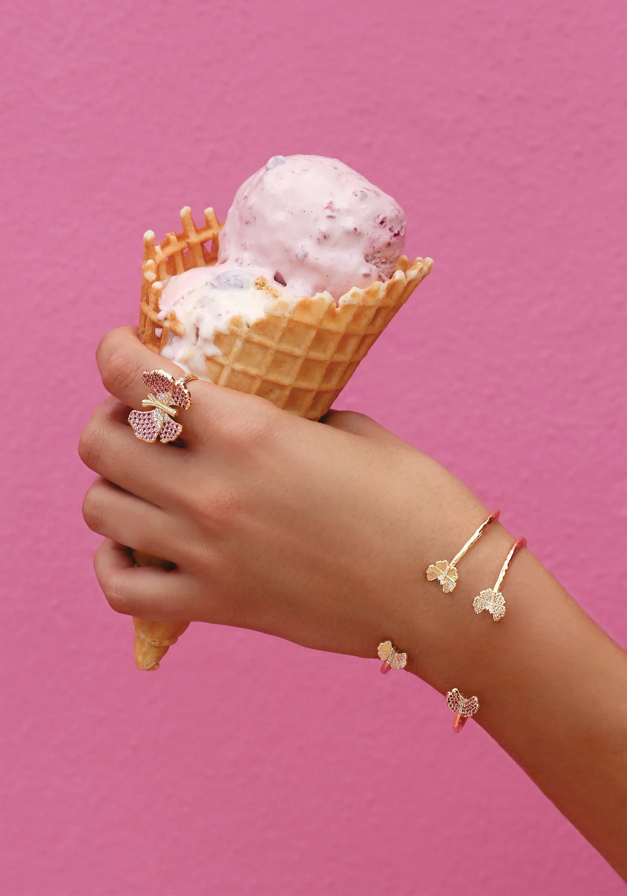 Butterfly Pink Pavé Ring
